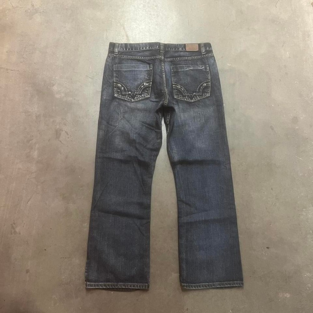 Y2K fly paper men's dark wash jeans bootcut wide leg embroidered skate 36